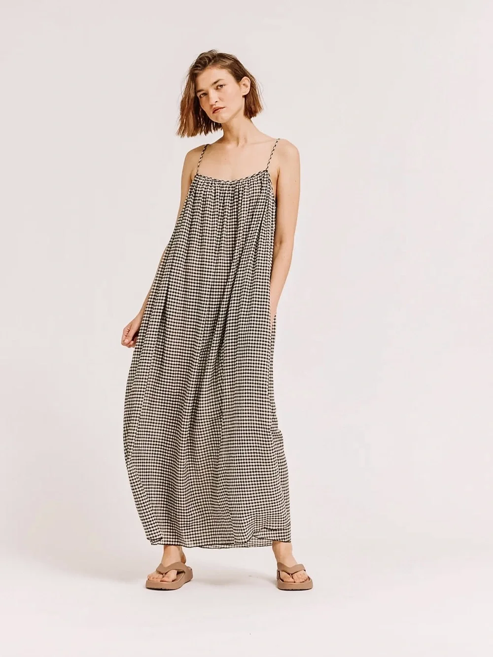 Black and cream gingham maxi dress NWT - Picture 1 of 4